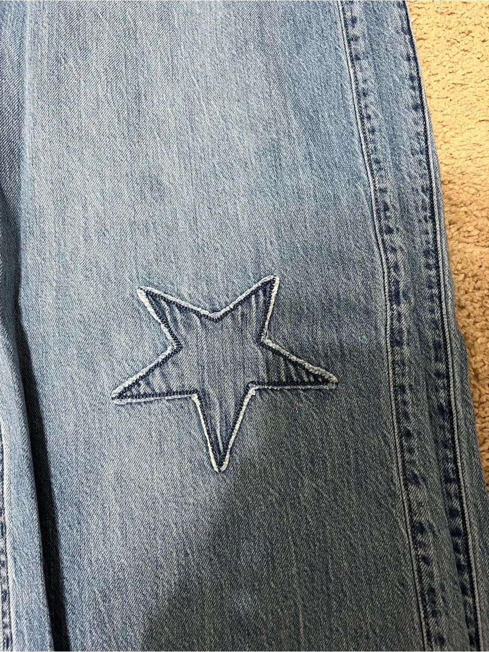 Girls Abercrombie Kids Light Wash Star Jeans